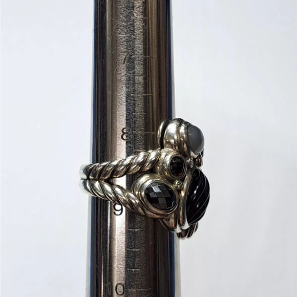 David Yurman Heavy Multistone Diamond Mosaic Sterling Silver Cocktail Ring 8.75 - Picture 7 of 10